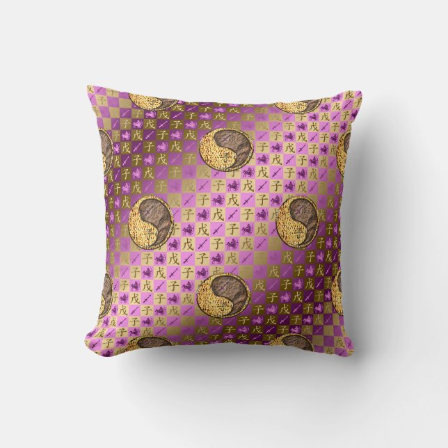 Sagittarius & Earth Rat Throw Pillow (Front)