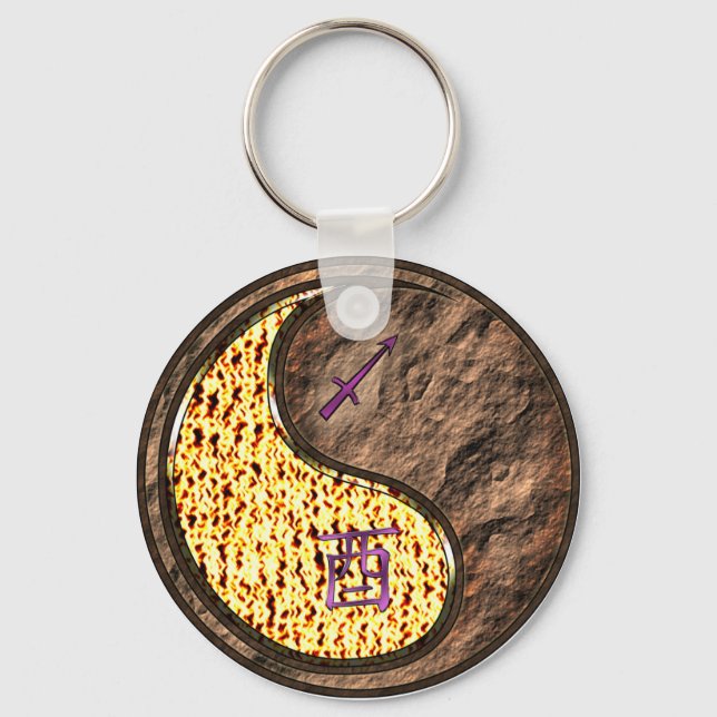 Sagittarius & Earth Rooster Keychain (Front)