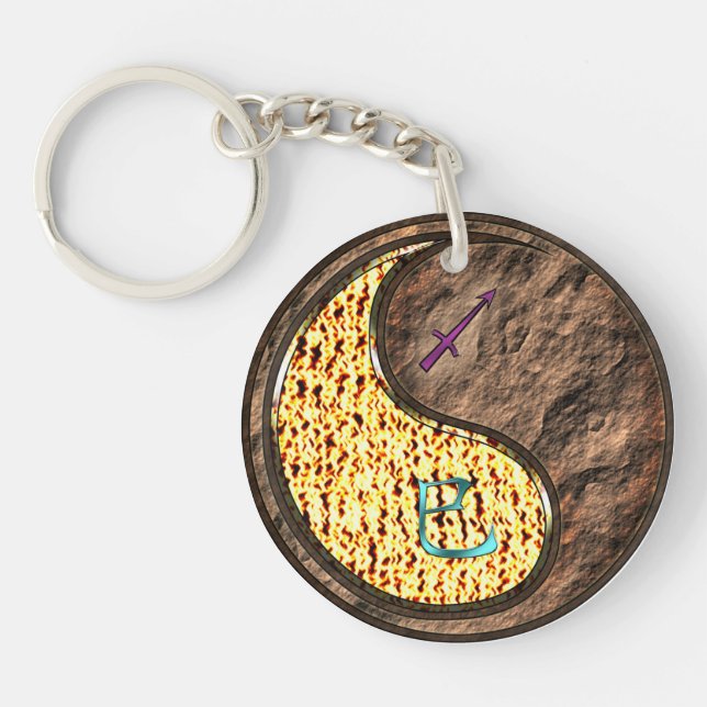 Sagittarius & Earth Snake Keychain (Front)
