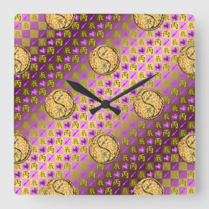 Sagittarius & Fire Dragon Square Wall Clock