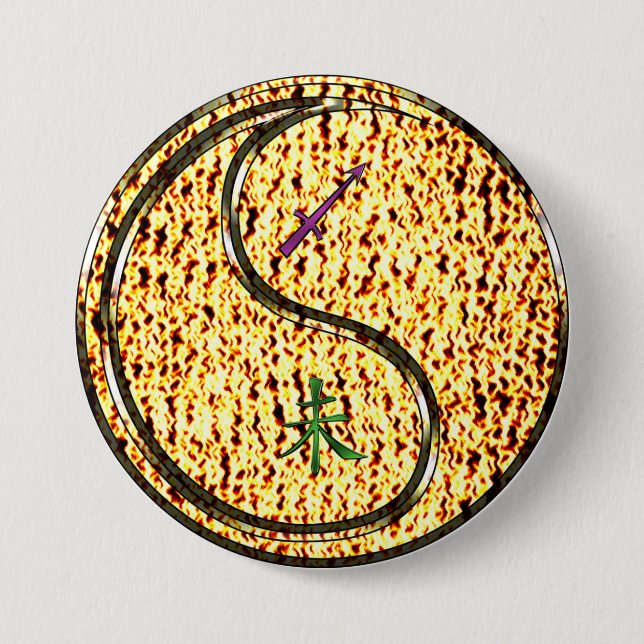 Sagittarius & Fire Goat 3 Inch Round Button (Front)