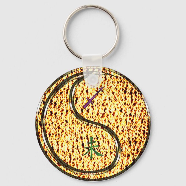 Sagittarius & Fire Goat Keychain (Front)