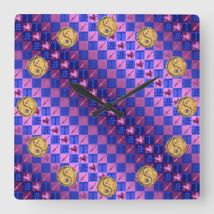 Sagittarius & Fire Ox Square Wall Clock