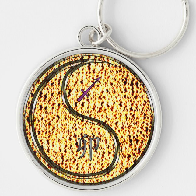 Sagittarius & Fire Rabbit Keychain (Front)