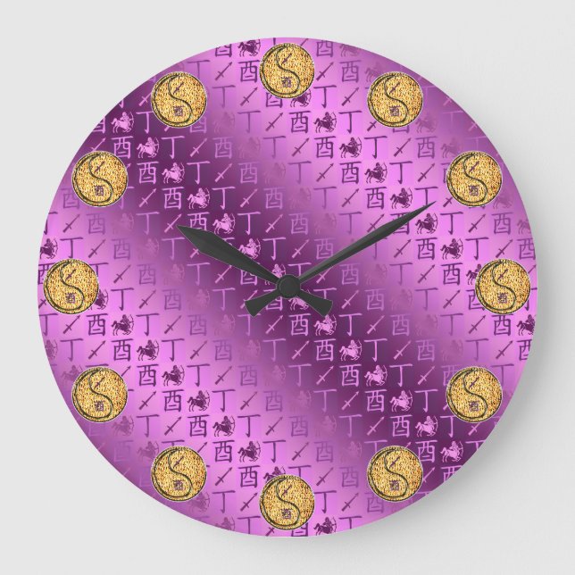 Sagittarius & Fire Rooster Large Clock (Front)