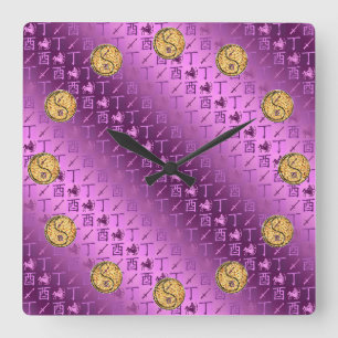 Sagittarius & Fire Rooster Square Wall Clock