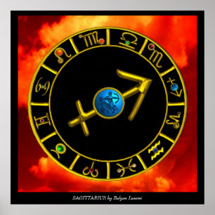 SAGITTARIUS / GOLD ZODIAC SIGNS CIRCLE, Astrology