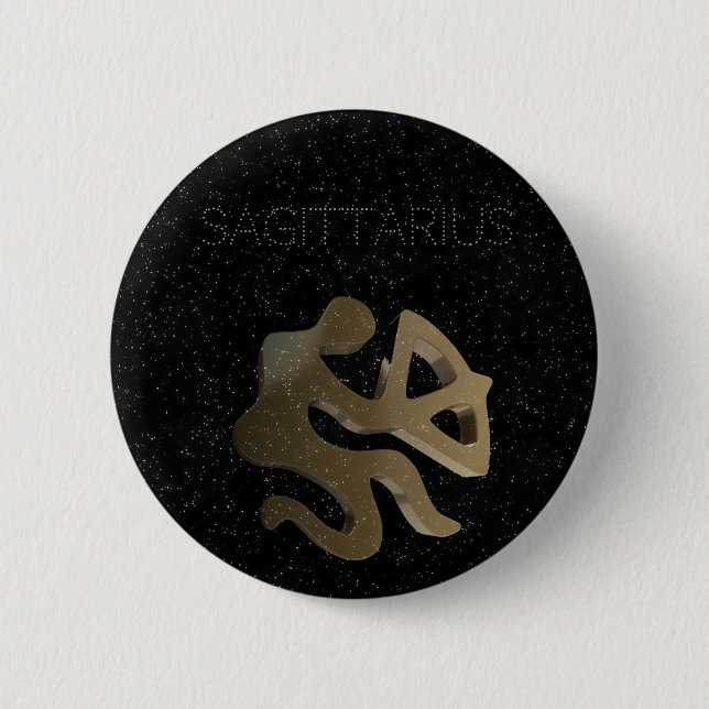 Sagittarius golden sign 2 inch round button (Front)