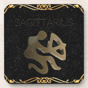 Sagittarius golden sign coaster
