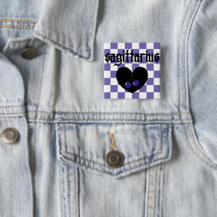 Sagittarius Gothic Aesthetic Checkered Cherries  2 Inch Square Button