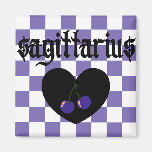 Sagittarius Gothic Aesthetic Chequered Cherries Magnet