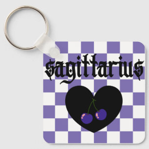 Sagittarius Gothic Aesthetic Chequered Cherry Art Keychain