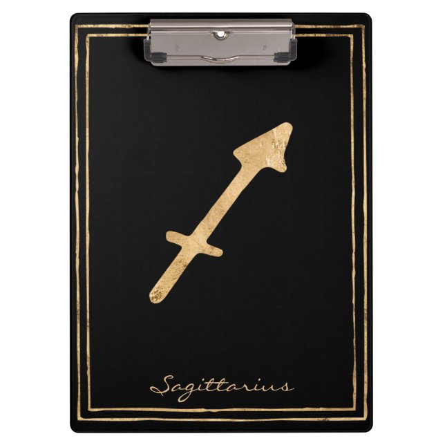 Sagittarius hammered gold stylized astrology clipboard (Front)