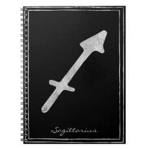 Sagittarius hammered silver stylized astrology notebook