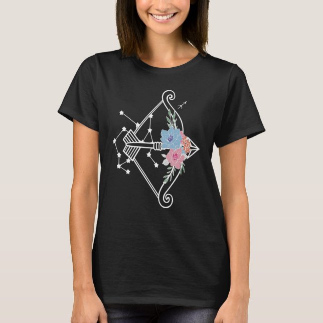 Sagittarius   Hippie Zodiac Flowers Peace Love Uni T-Shirt (Front)