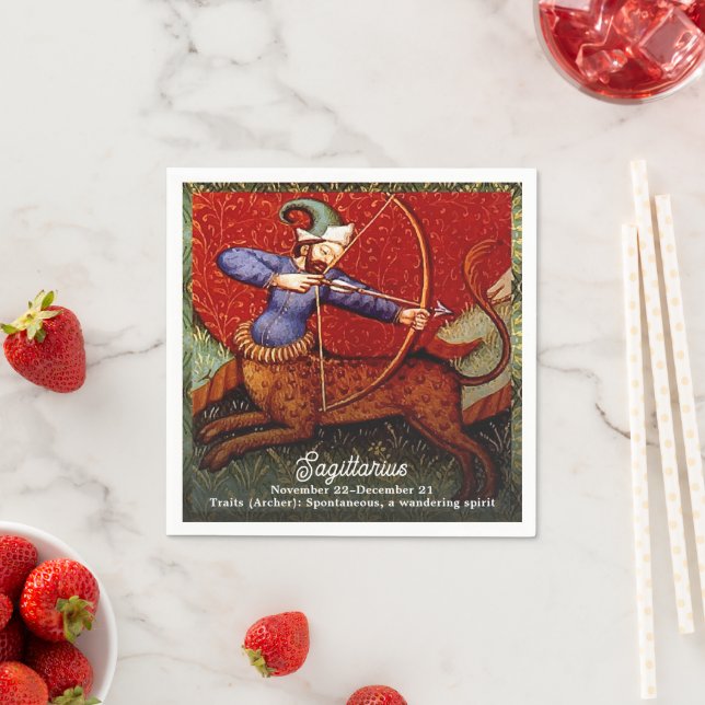 Sagittarius Horoscope Zodiac Medieval Art Birthday Napkin (Insitu)