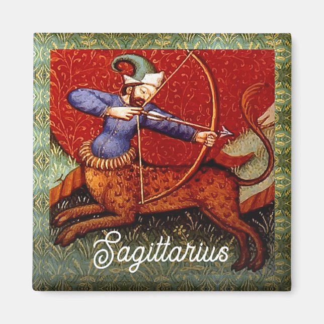 Sagittarius Horoscope Zodiac Medieval Art Kitchen Magnet (Front)