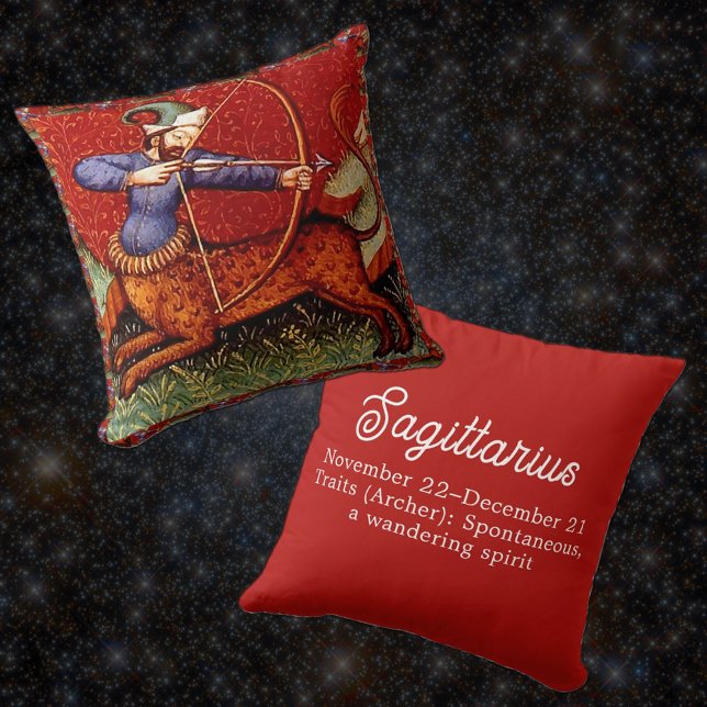 Sagittarius Horoscope Zodiac Medieval Artwork Throw Pillow (Creator Uploaded)