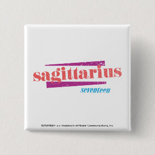 Sagittarius LtPink 2 Inch Square Button