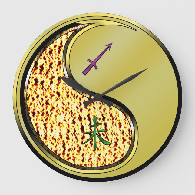 Sagittarius & Metal Goat Large Clock (Front)