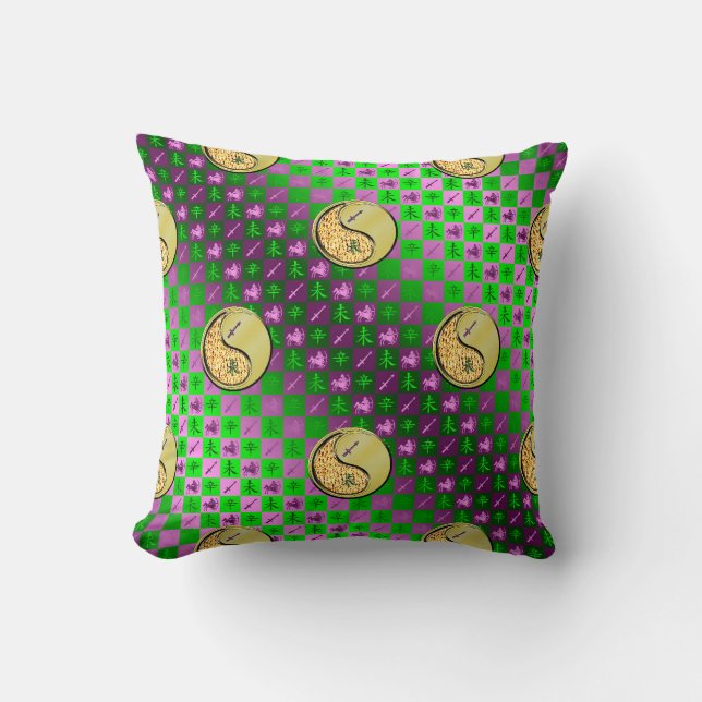 Sagittarius & Metal Goat Throw Pillow (Front)