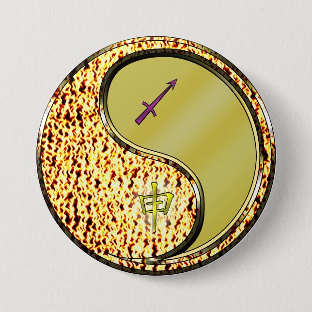 Sagittarius & Metal Monkey 3 Inch Round Button (Front)