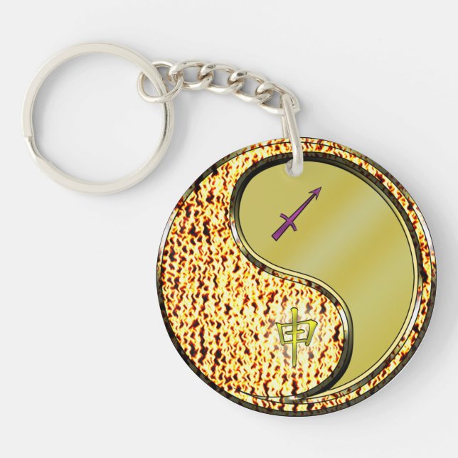 Sagittarius & Metal Monkey Keychain (Front)