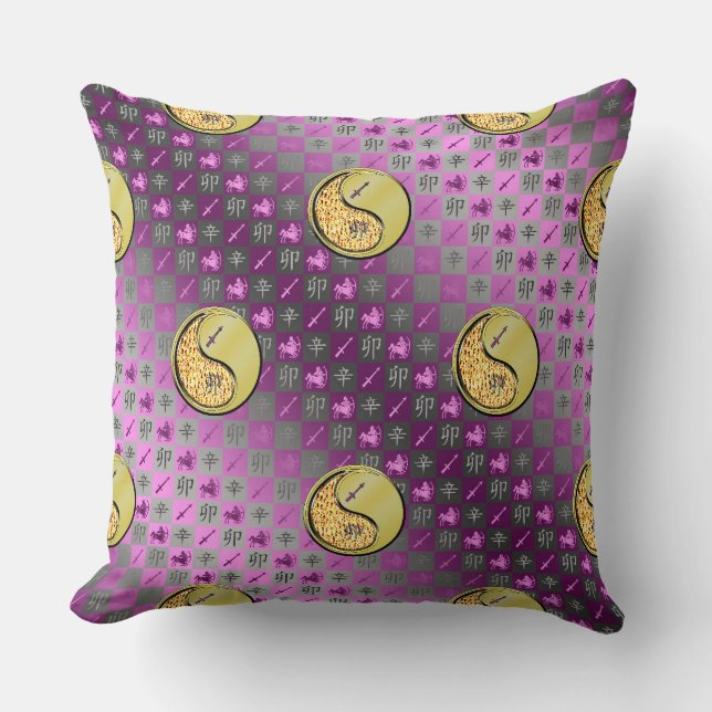 Sagittarius & Metal Rabbit Throw Pillow (Front)
