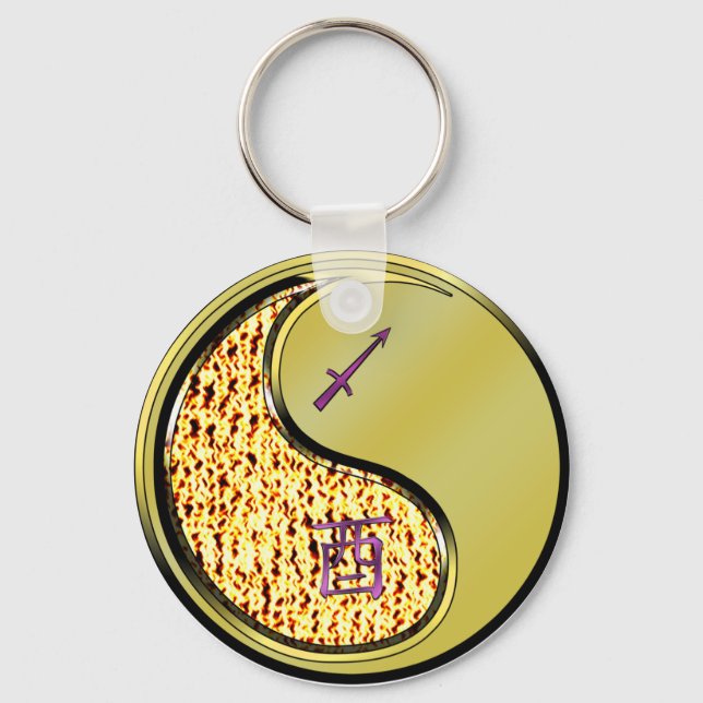 Sagittarius & Metal Rooster Keychain (Front)