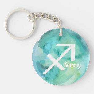 Sagittarius  Personalized Watercolor Zodiac Sign Keychain