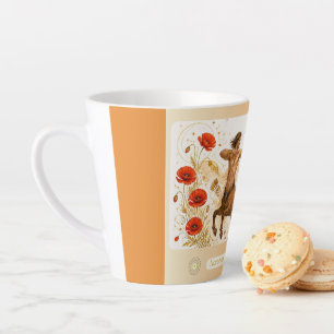 Sagittarius Poppy Art Nouveau Small Latte Mug