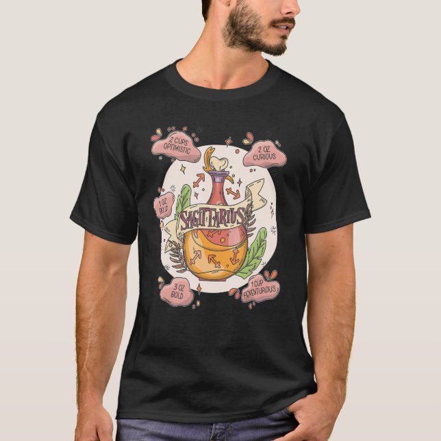 Sagittarius Potion Ingredients   Magical Astrology T-Shirt (Front)