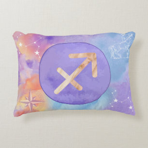 Sagittarius Purple Watercolour Astrology Zodiac Accent Pillow