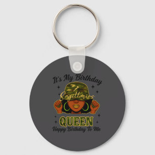Sagittarius Queen Black Woman With Cap Camo It's M Keychain