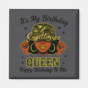 Sagittarius Queen Black Woman With Cap Camo It's M Magnet