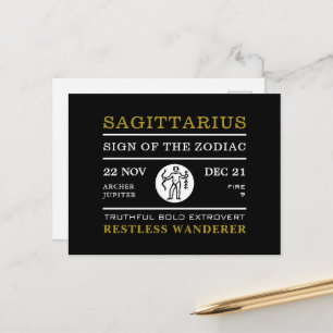 Sagittarius Sign of the Zodiac, Astrological Postcard