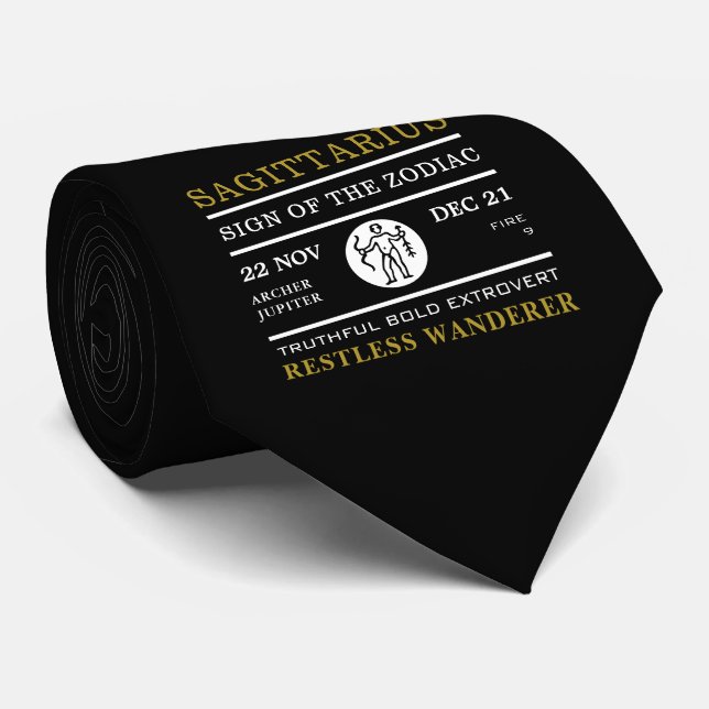 Sagittarius Sign of the Zodiac, Astrological Tie (Rolled)