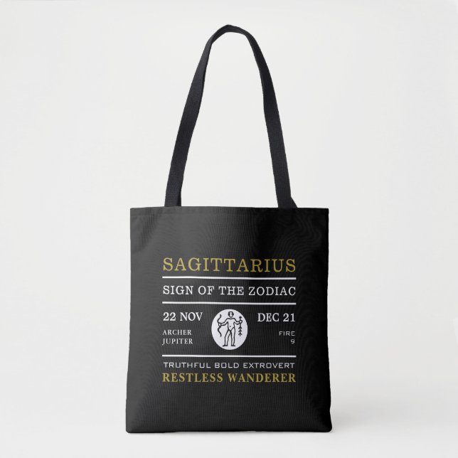 Sagittarius Sign of the Zodiac, Astrological Tote Bag (Front)