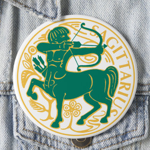 Sagittarius Sign of the Zodiac on a 4 Inch Round Button