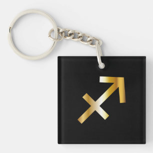 Sagittarius signe Zodiac, Porte - clé noir et or