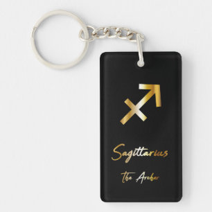 Sagittarius signe Zodiac, Porte - clé noir et or
