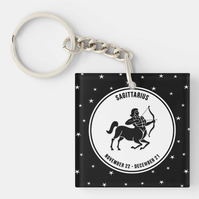 Sagittarius SIGNE Zodiaque, Porte - clé noir et bl (Devant)