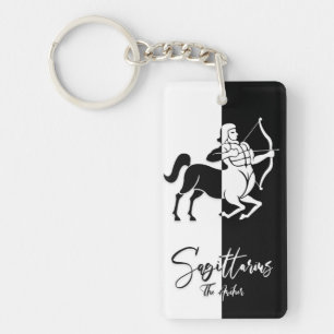 Sagittarius SIGNE Zodiaque, Porte - clé noir et bl