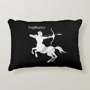 Sagittarius Silver Archer Zodiac Accent Pillow