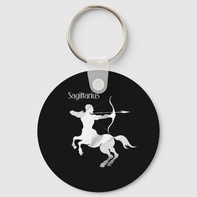 Sagittarius Silver Archer Zodiac Keychain (Front)