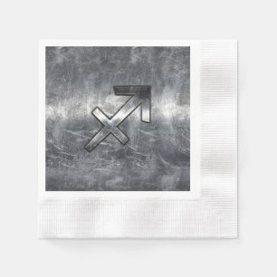 Sagittarius Symbol Grunge Distressed Steel Style Napkin