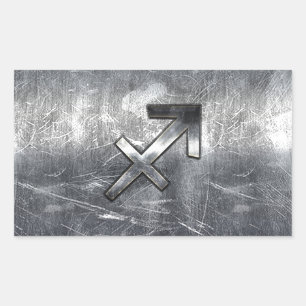 Sagittarius Symbol Grunge Distressed Steel Style Sticker