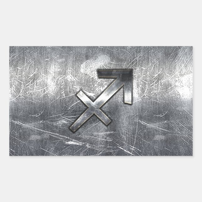 Sagittarius Symbol Grunge Distressed Steel Style Sticker (Front)