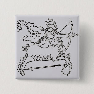 Sagittarius (the Centaur) an illustration from the 2 Inch Square Button