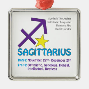 Sagittarius Traits Square Ornament